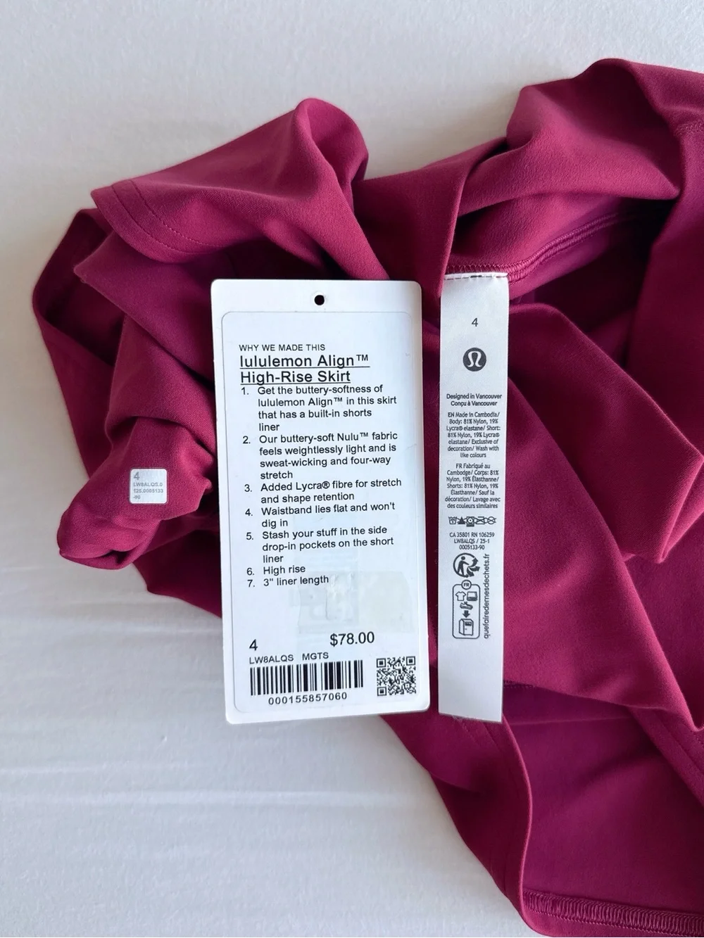lululemon Align™ High-Rise Skirt Magenta Smoke Size 4 NWOT - Picture 4 of 14